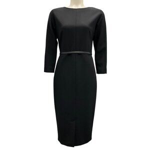 Max Mara Black Karub Belted Stretch Wool Dress